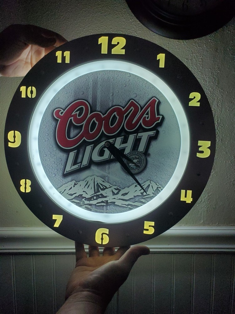 Coors Light Beer Wall Clock Battery Operated for Bar Mancave or Garage