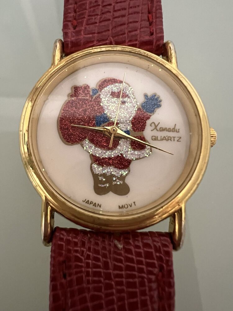Vintage Watch Christmas SANTA Red Band Japan Movement Restoration Repair Xanadu