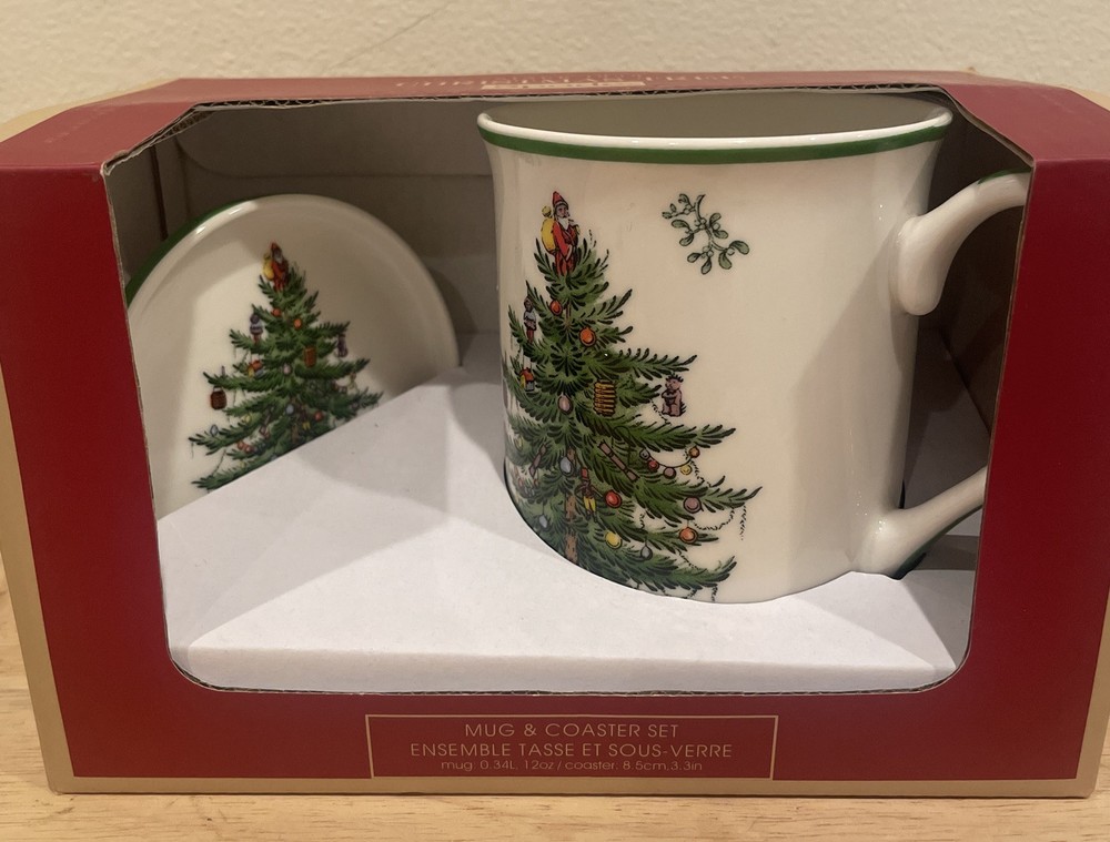 Spode Christmas Tree Mug & Coaster Set NIB