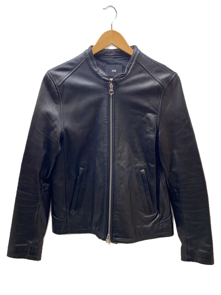 Men's Black Sheep Leather Biker Jacket Blouson Plain Style