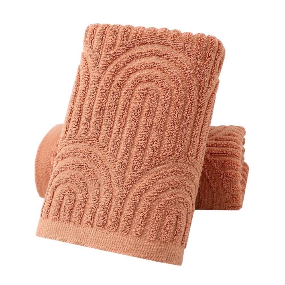 Hand Towels Set of 2 Striped Pattern 100% Cotton Absorbent Soft Decorative To...