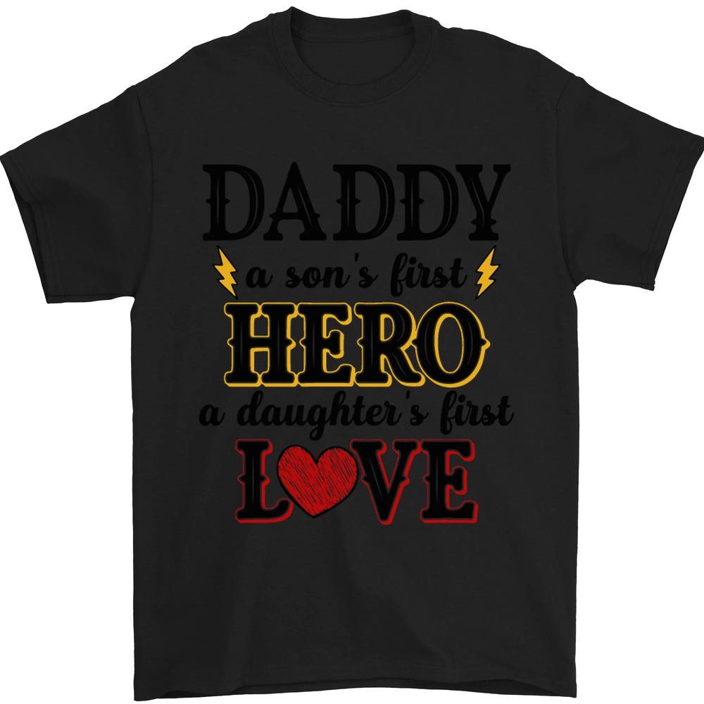 Fathers Day Daughter Love Son Hero Dad Mens T-Shirt 100% Cotton-image