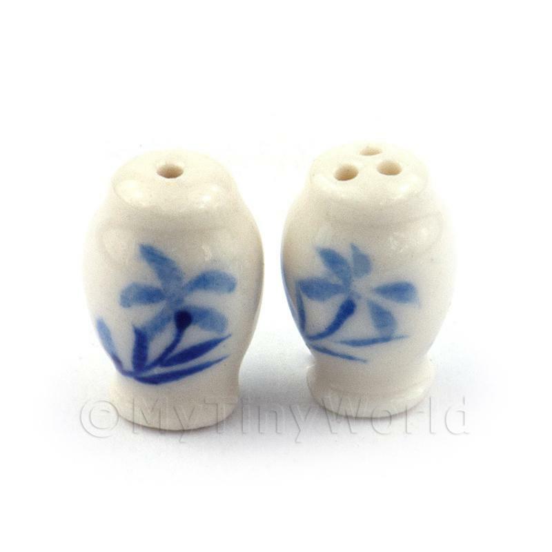 Miniature Palm Design Ceramic Salt and Pepper Pots for Dollhouses