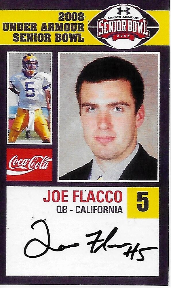 2008 SENIOR BOWL DELAWARE JOE FLACCO CLEVELAND BROWNS / RAVENS ROOKIE AUTO aa