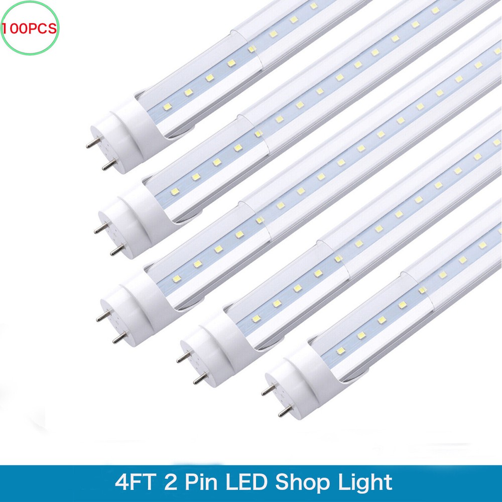 100PCS 4FT T8 LED Tube Lights 22W G13 2-Pin Dual Power Shop Light Bulbs