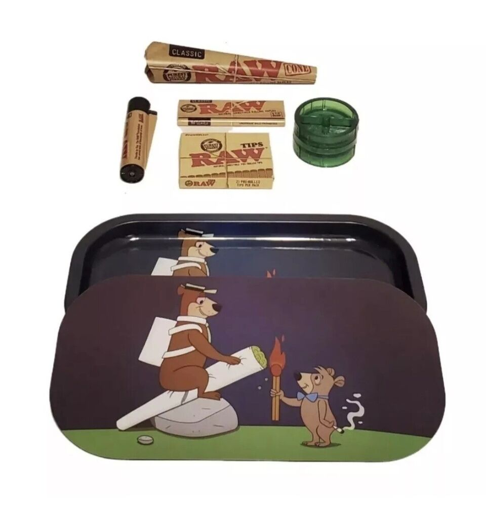 Yogi Bear Raw Tray Bundle Set Kit With Magnet Lid All Purpose With Accessories