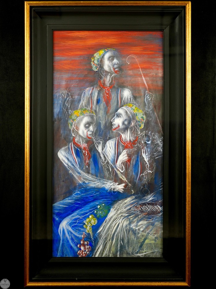 Vintage Framed Original Expressionist Mixed Media Painting By Noel Rockmore