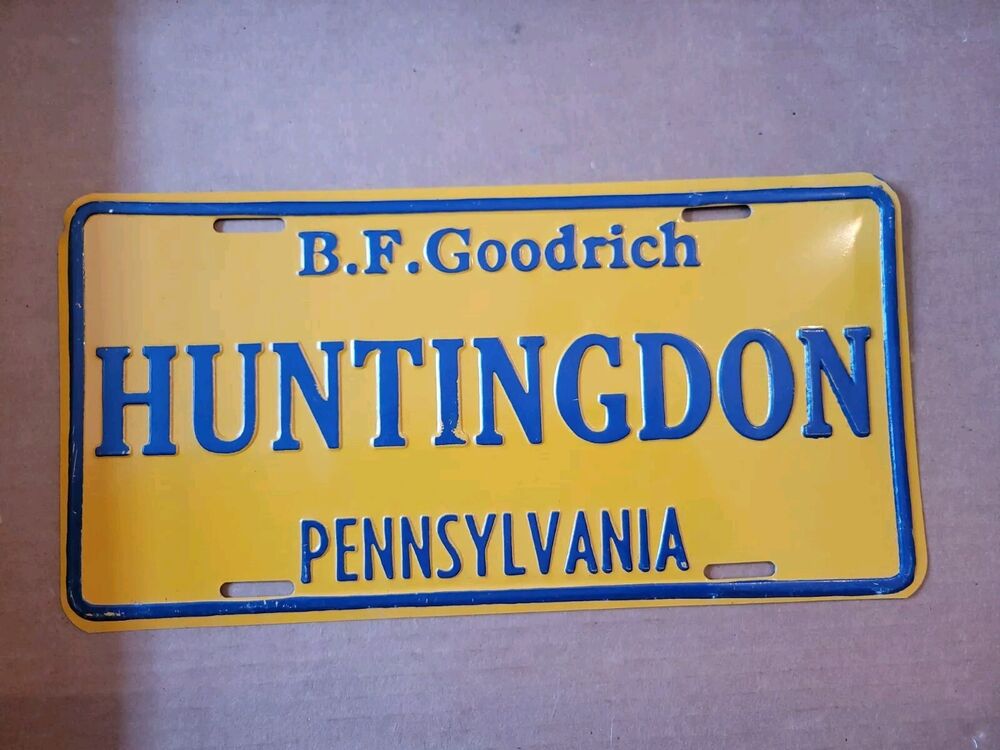 Vintage NOS Unused B.F. Goodrich Huntington PA License Plate