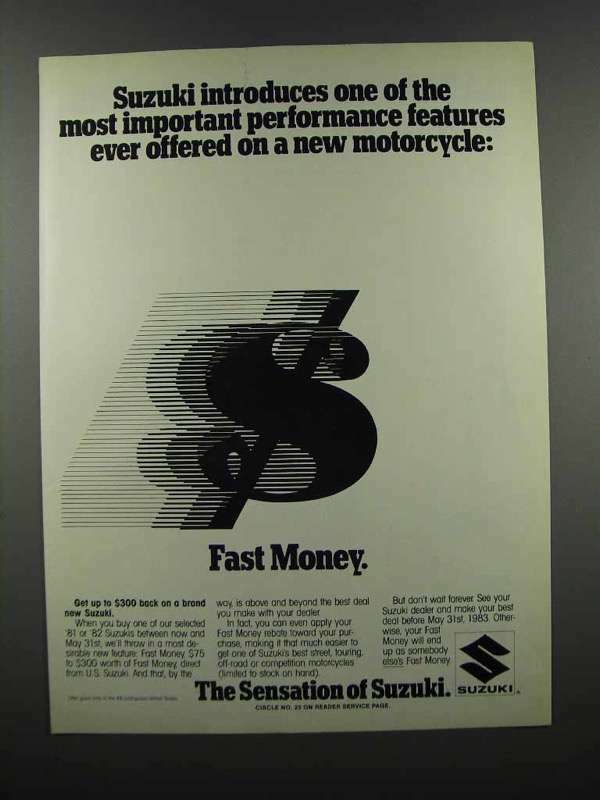 1983 Suzuki Motorcycles Ad Showcasing High-Performance Features