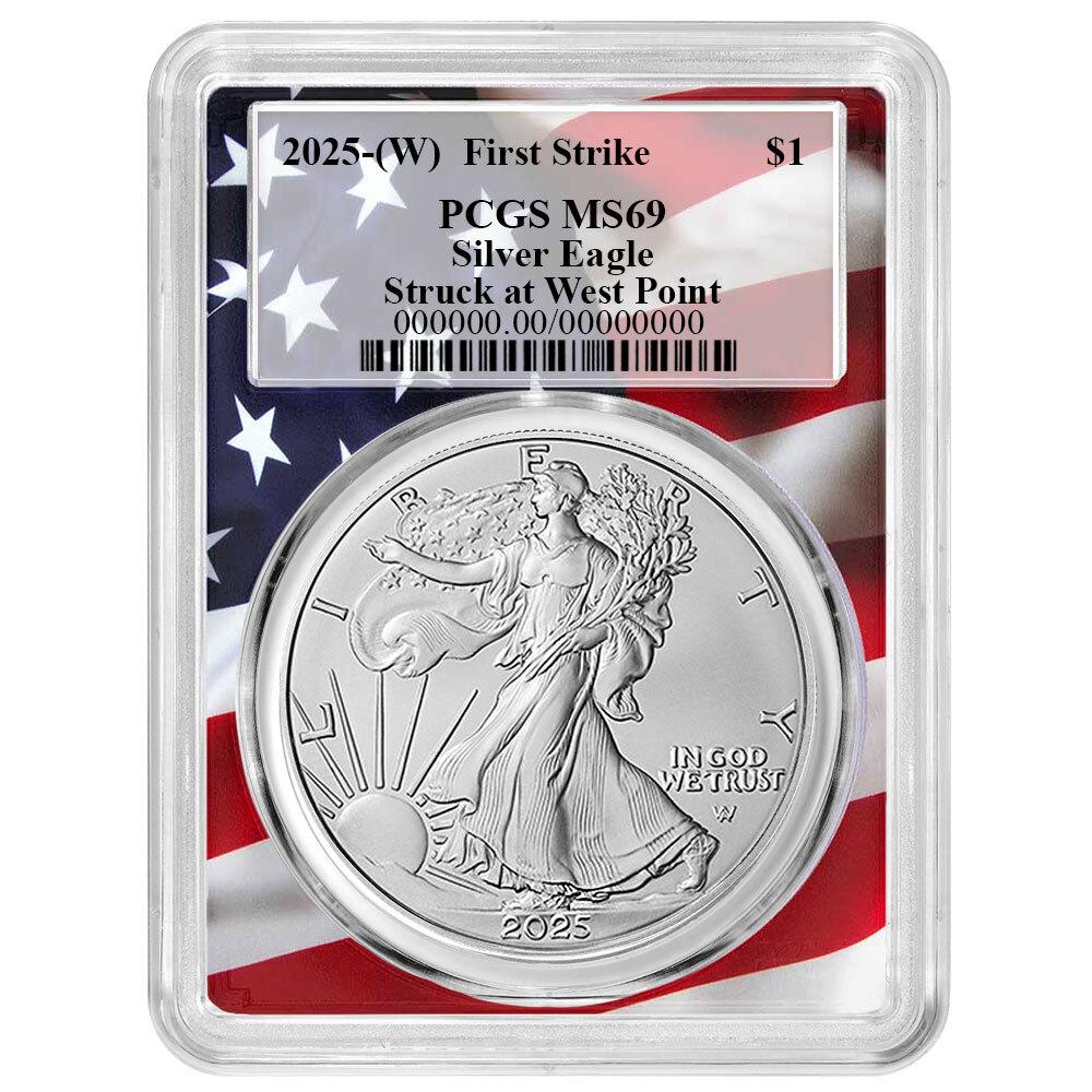 Presale - 2025 (W) $1 American Silver Eagle PCGS MS69 FS Flag Frame-image