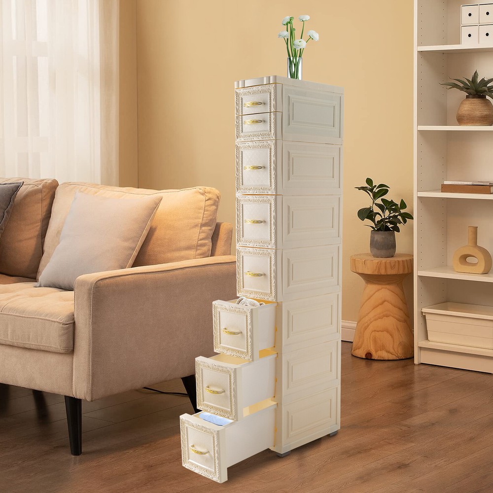 4 Tier Narrow Bathroom Floor Cabinet Tall Vertical Storage Tower