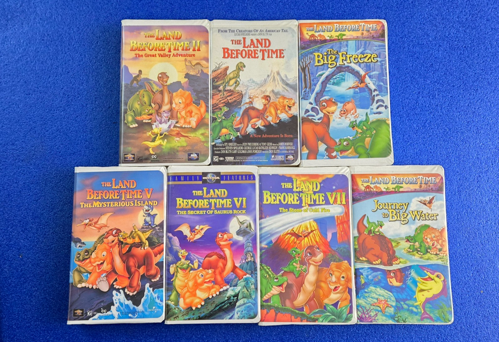 THE LAND BEFORE TIME VHS 7 TAPE SET - DINOSAUR CARTOON STORIES FOR KIDS