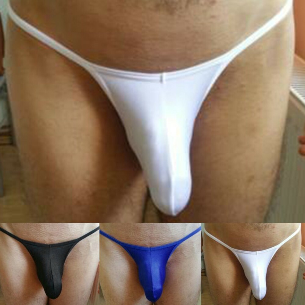 Men Sexy Elephant Nose Pouch Bikini Briefs Ice Silk Underwear Breathable Panties