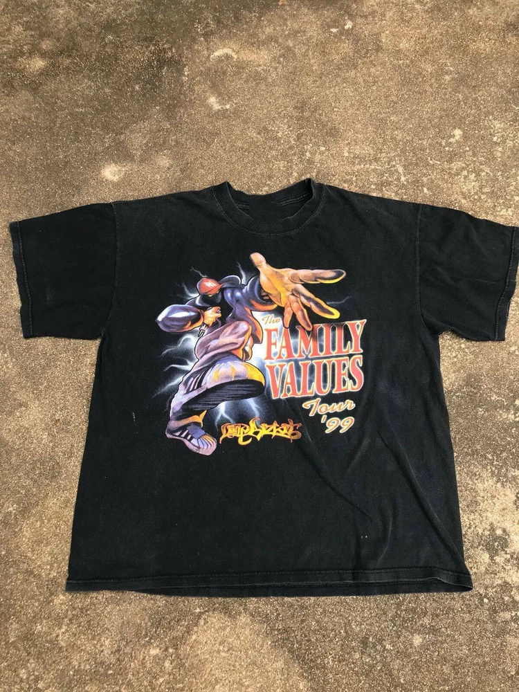 LIMP BIZKIT The Family Values Tour Concert 1999 Black Men All Size T-shirt