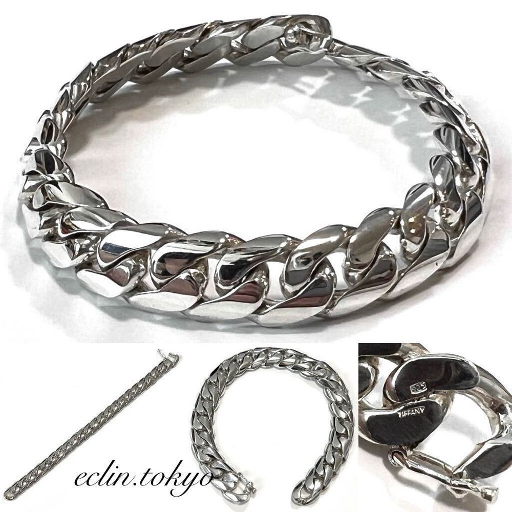 VINTAGE Tiffany Vintage Extra Large Kihei Chain Silver Bracelet SV925