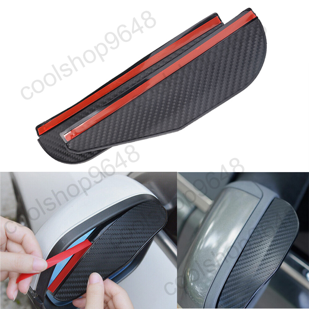 2pcs Carbon Look Mirror Rain Visor Guard Eyebrow For TOYOTA Models