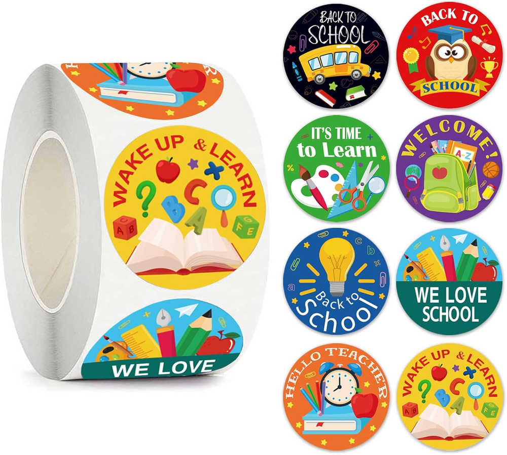 Back to School Stickers Rolls for Students, 500 Pcs Classroom School Scrapbook S-image