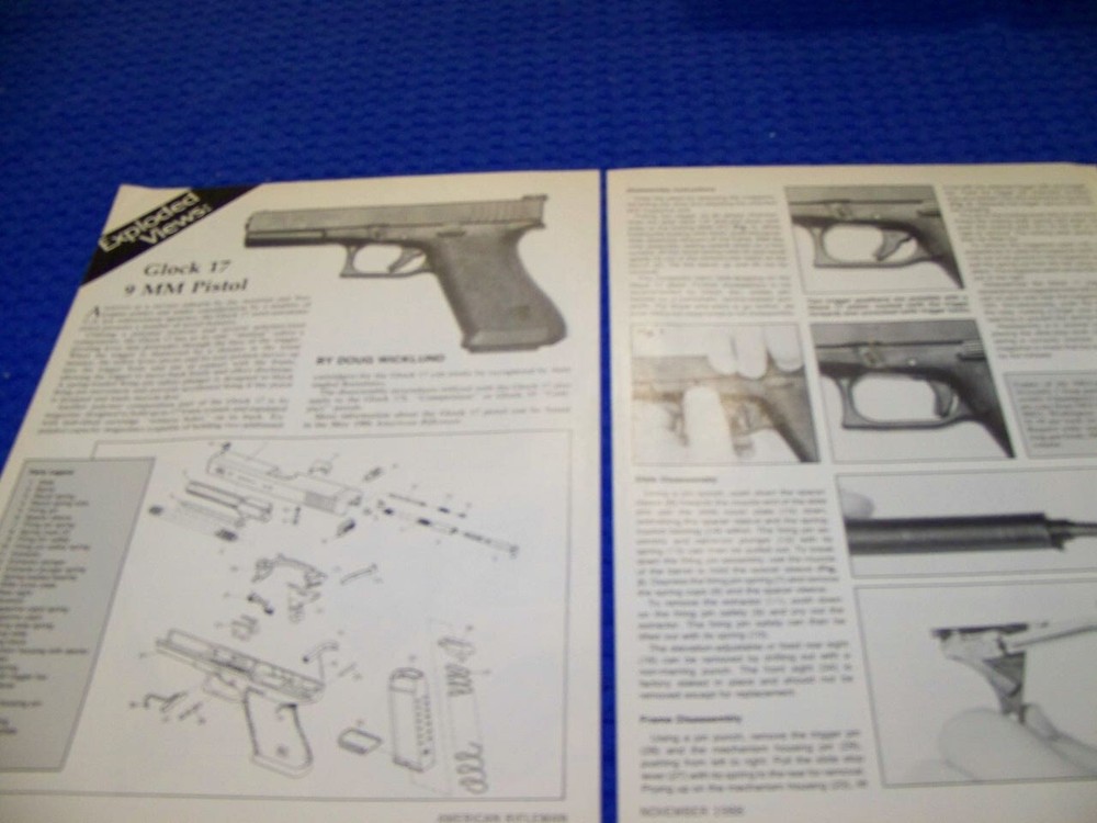 GLOCK 17 (9MM) PISTOL..TAKEDOWN/EXPLODED VIEW/LEGEND..(358MM)