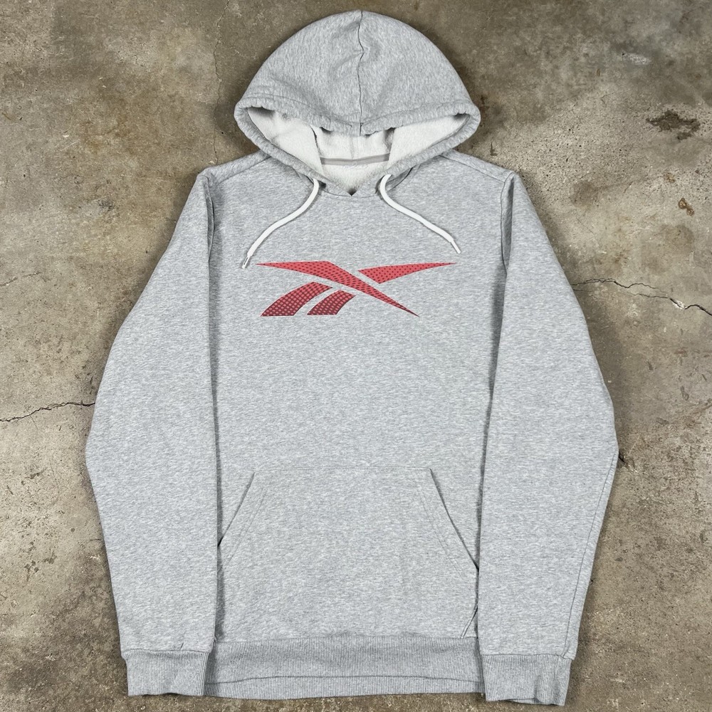 Vintage Reebok Center Logo Hoodie Gray Red Y2K Size Large