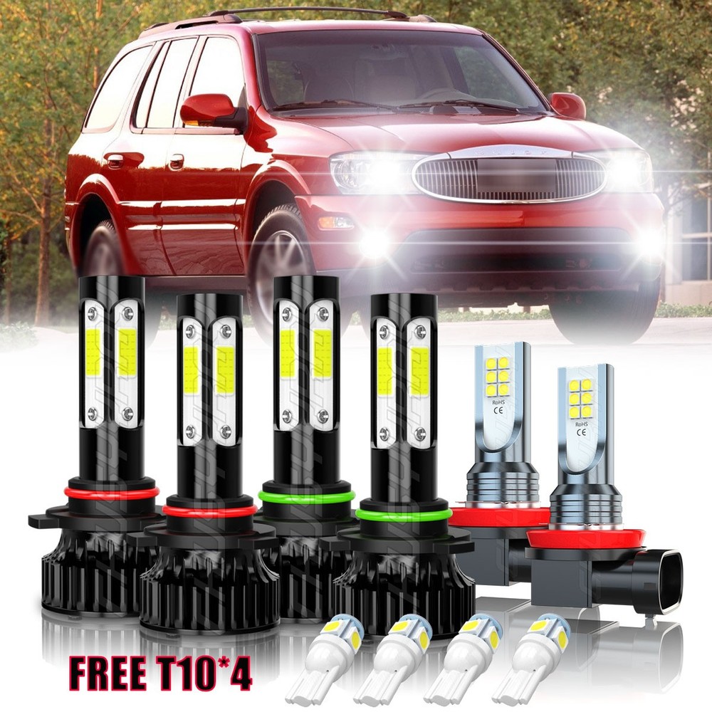 For Buick Rainier 2004-2007 6x LED Headlight High Low Beam Fog Light Bulbs Combo