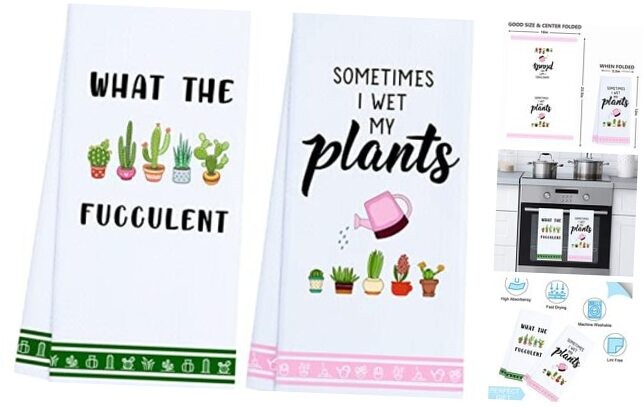 Funny Plant Lover Kitchen Towels - Ideal Gardening Gifts for Women and Plant Lady Moms