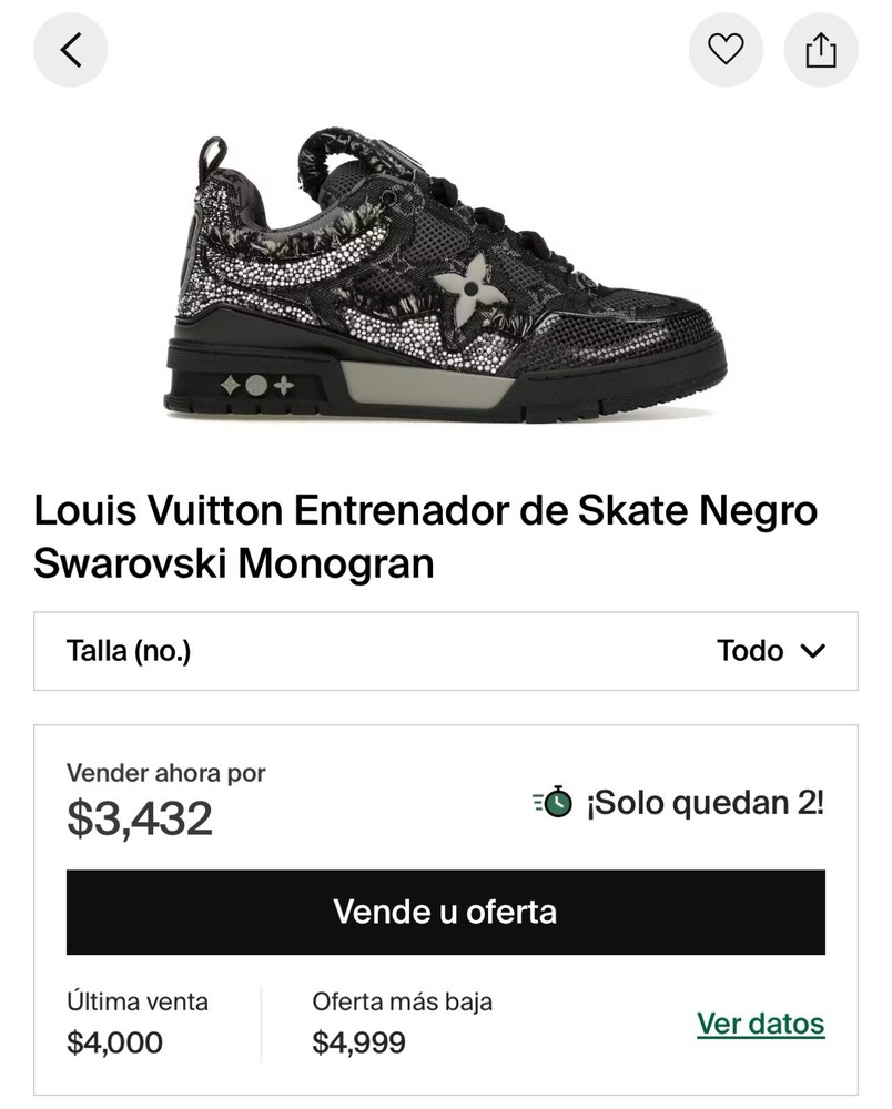 Louis Vuitton Skate Black Swarovski