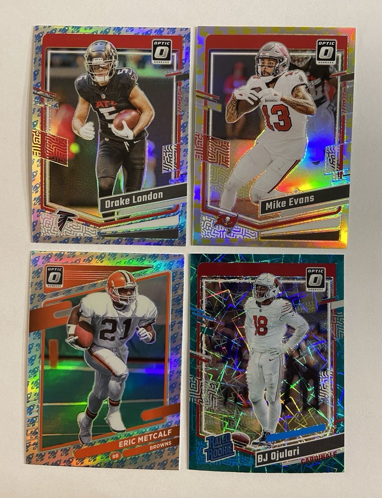 NFL Donruss Optic SSP Football 4-Card Lot Featuring Rocket, Flex, and Teal Velocity Designs