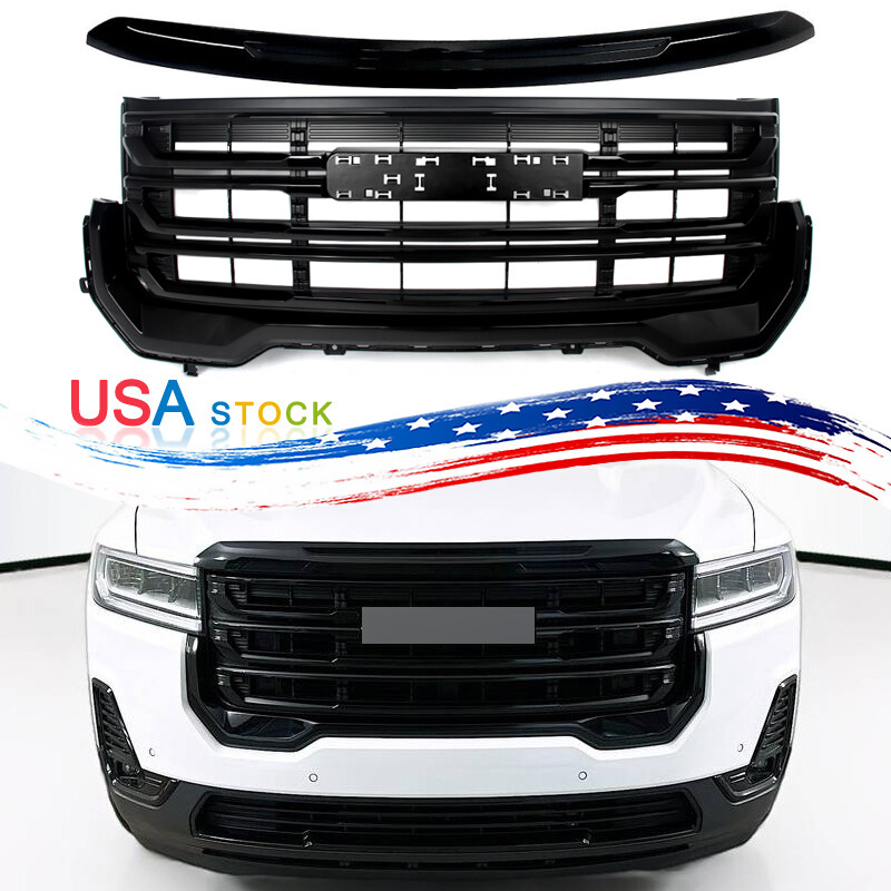 Front Upper Grille Hood Molding Trim US Gloss Black For GMC Acadia SLT 2020-2023