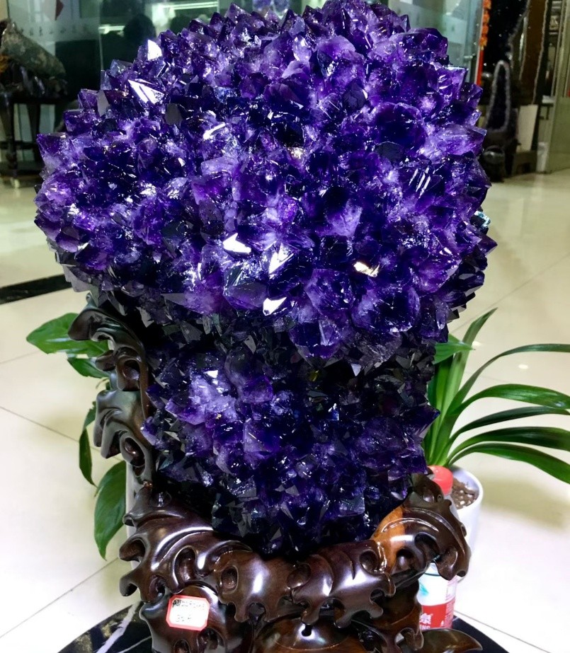78.9LB Top Natural Amethyst Flower Quartz Crystal Specimen Reiki Healing + STAND