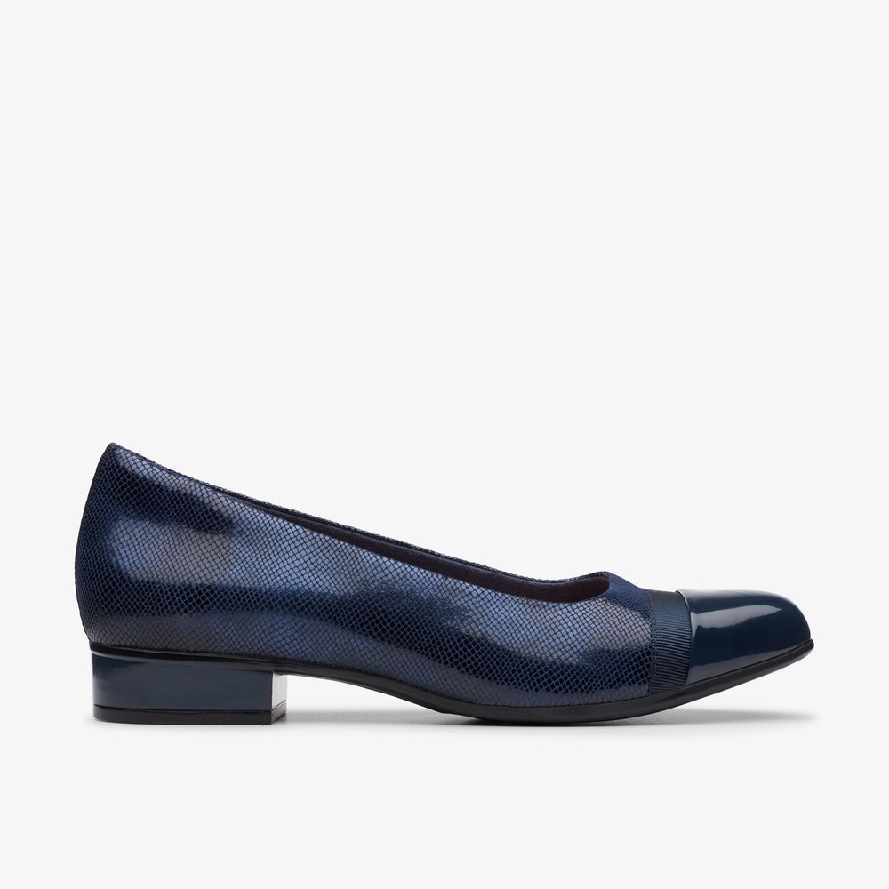 Clarks Womens Juliet Monte Navy Slip Ons Suede Smart