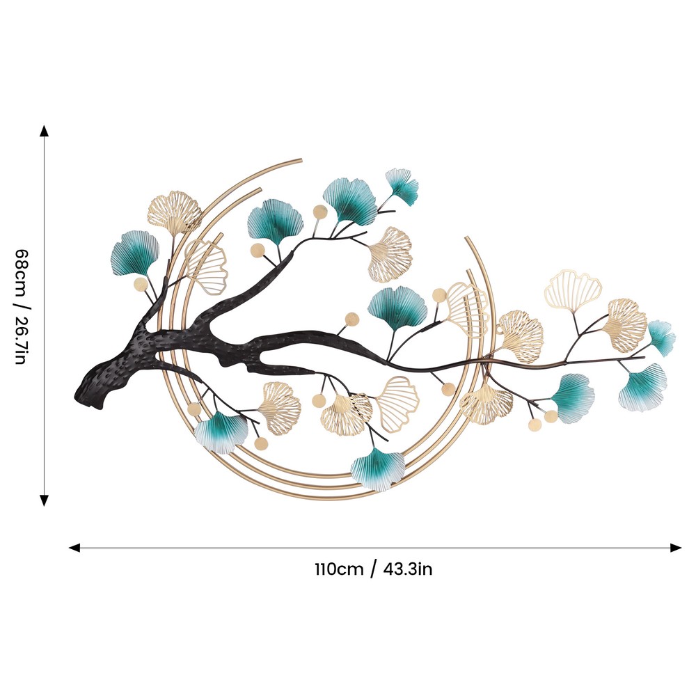 3D Ginkgo Tree Leaf Metal Wall Art, Modern Luxury Metal Wall Nature Art Decor