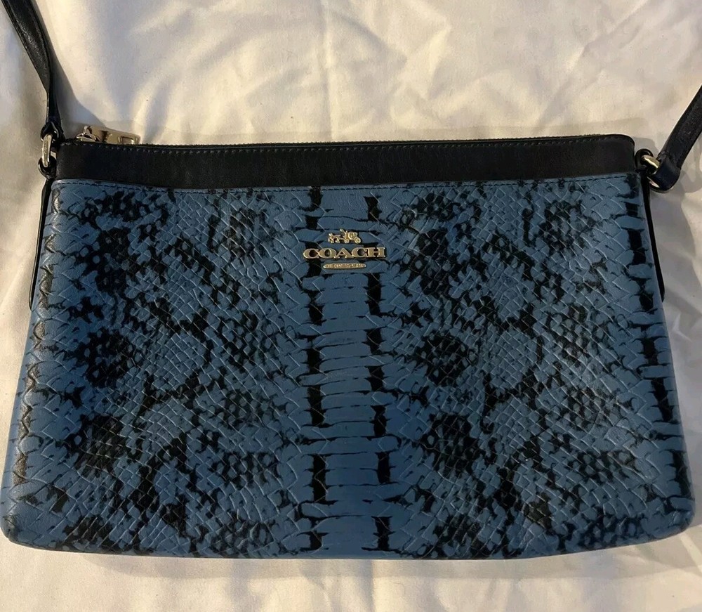 EUC Coach Two Tone Blue Python Embossed Leather Crossbody