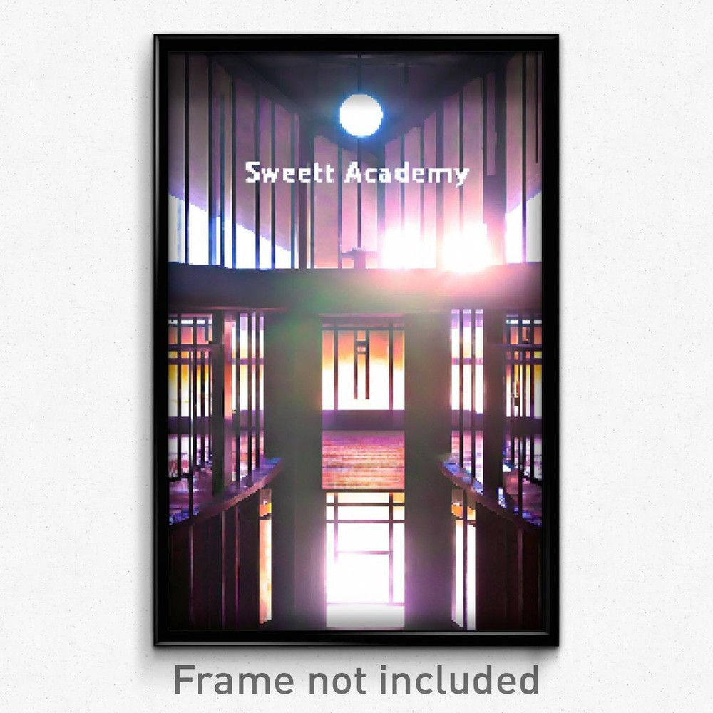 Pixel Art Poster - Sweet Academy (8 Bit Psychedelic Trippy Video Game Print)