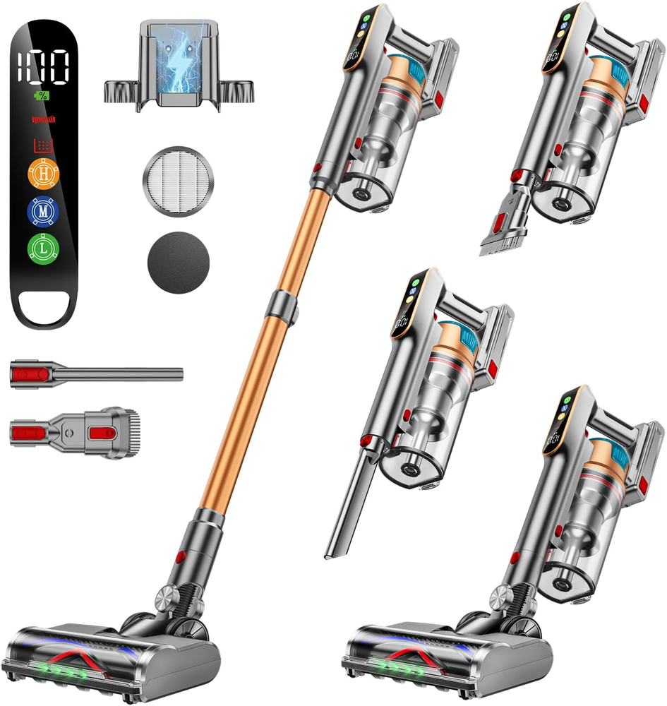 Cordless Vacuum Cleaner, 580W/48Kpa/65Mins Vacuum Cleaners for Home, Super 1.8L