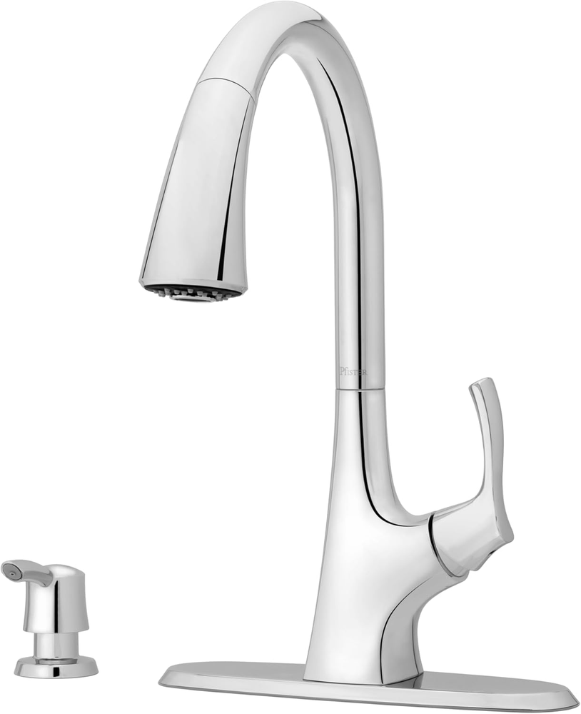 Masey Single Handle Kitchen Faucet with Pull Down Sprayer and Built-In Soap Dispenser