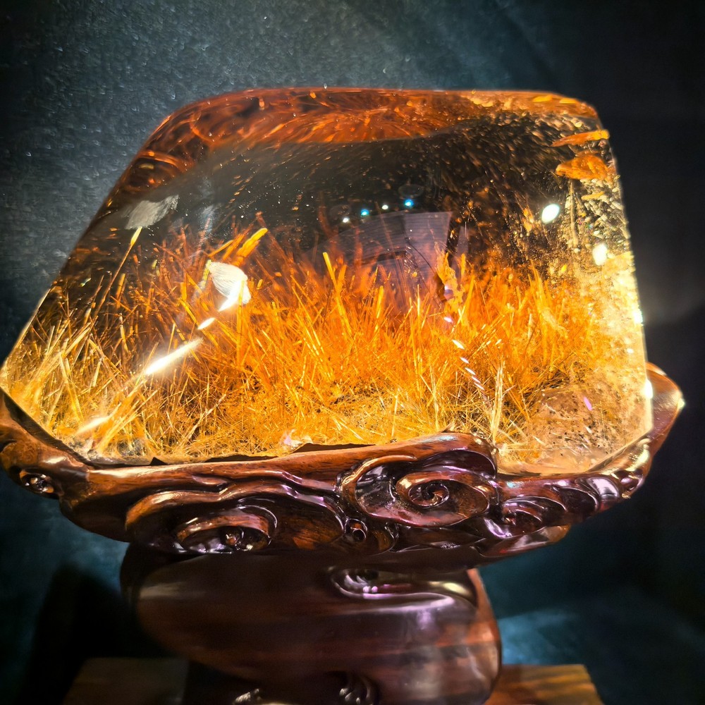 46LB Museum level Natural Rutilated quartz crystal mineral Healing decor +stand