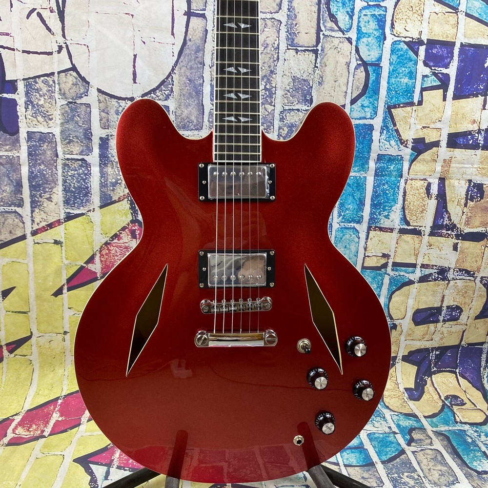 Red Semi-Hollow 335 Electric Guitar with Maple Body & H-H Pickups - US Shipping