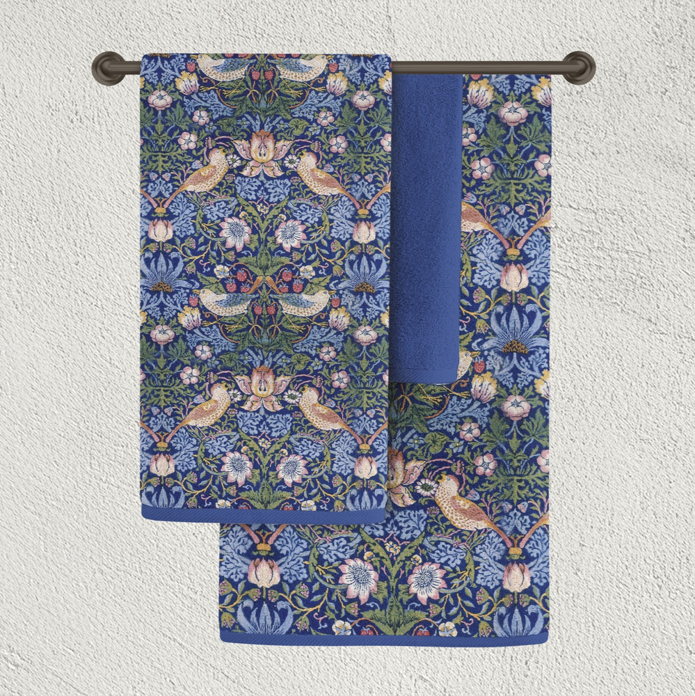 William Morris Strawberry Thief Bath Towels #5, Arts & Crafts Floral Bird Design
