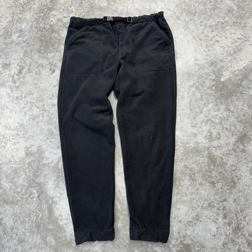 Vintage Orvis mens XL black polar fleece pants Belted hiking outdoors sweatpants