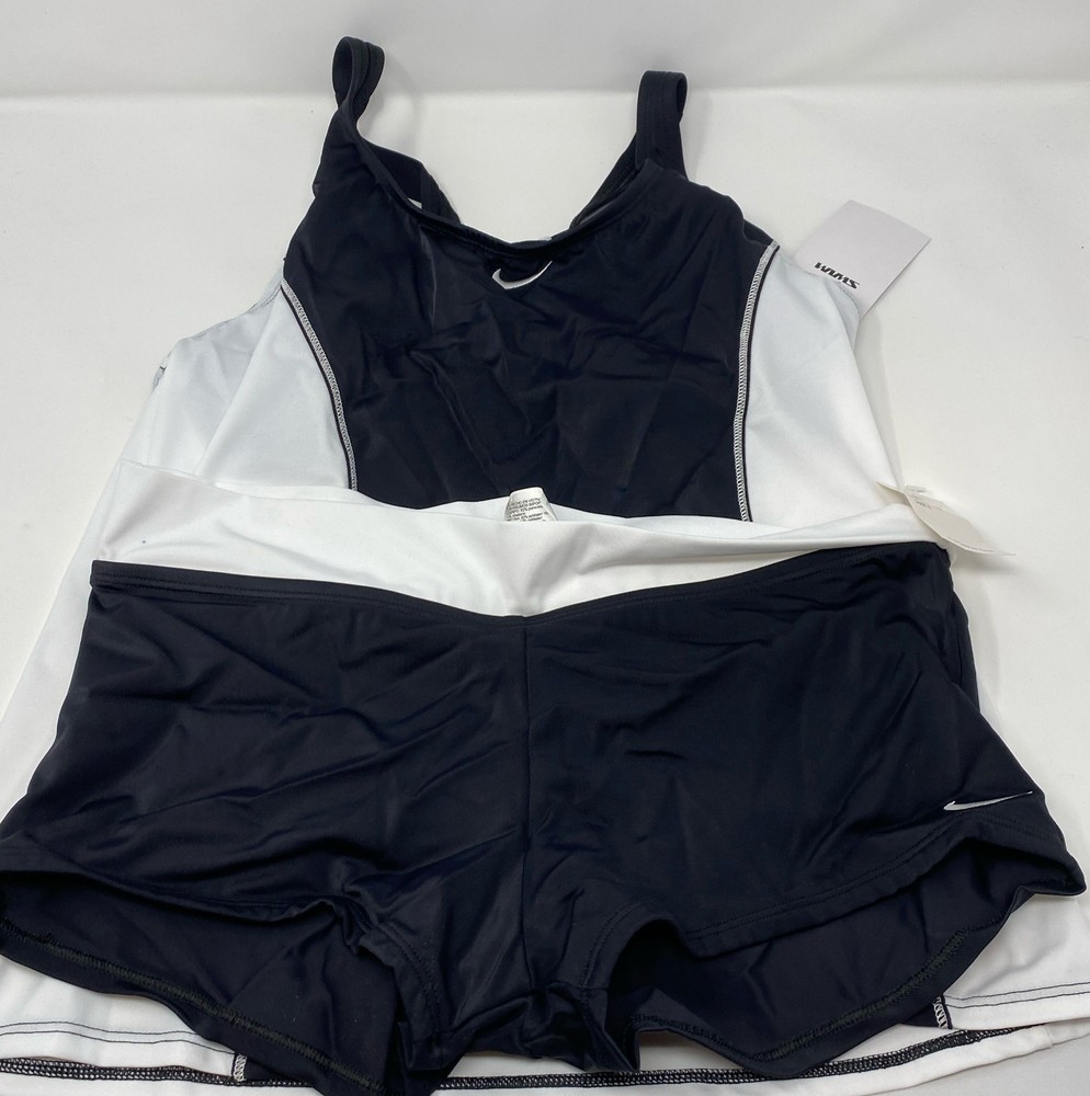 Nike Women’s Color Surge Powerback Tankini 2-Piece Set Black/White Size L NESS93