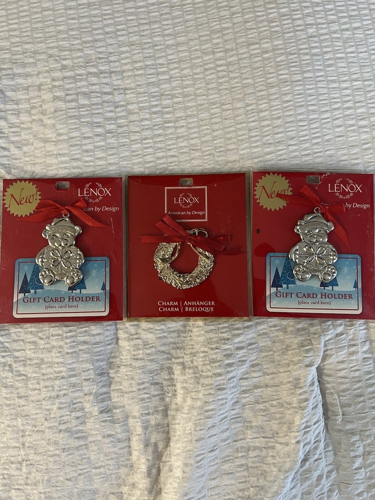 Lenox Gift Card Holders Charm Bears Wreath Christmas Holiday Gifts Giving-image
