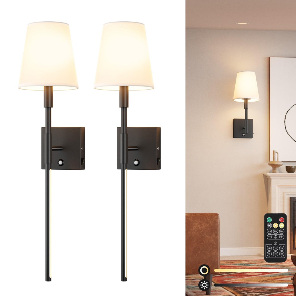 2-Pack 11000mAh Rechargeable Battery Operated Wall Sconces,Indoor No-Hardwire...