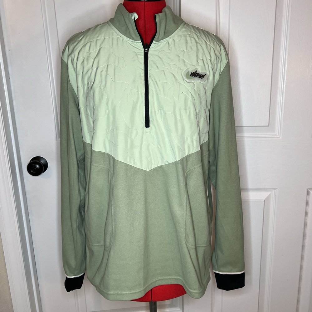 Nike Dri Fit Wild Run Element 1/4 Zip Long Sleeve Running Pullover Mens L Green