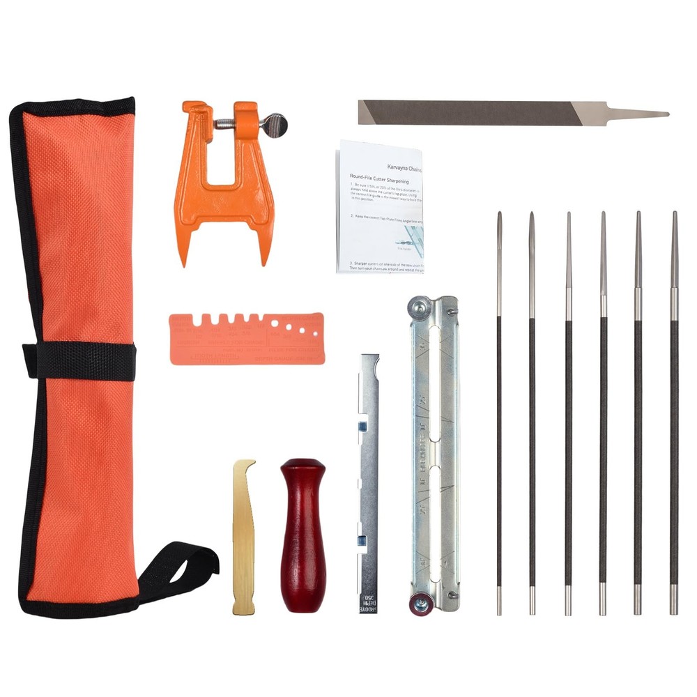 14-Piece Chainsaw Sharpening Kit with Stump Vise & Multiple File Sizes