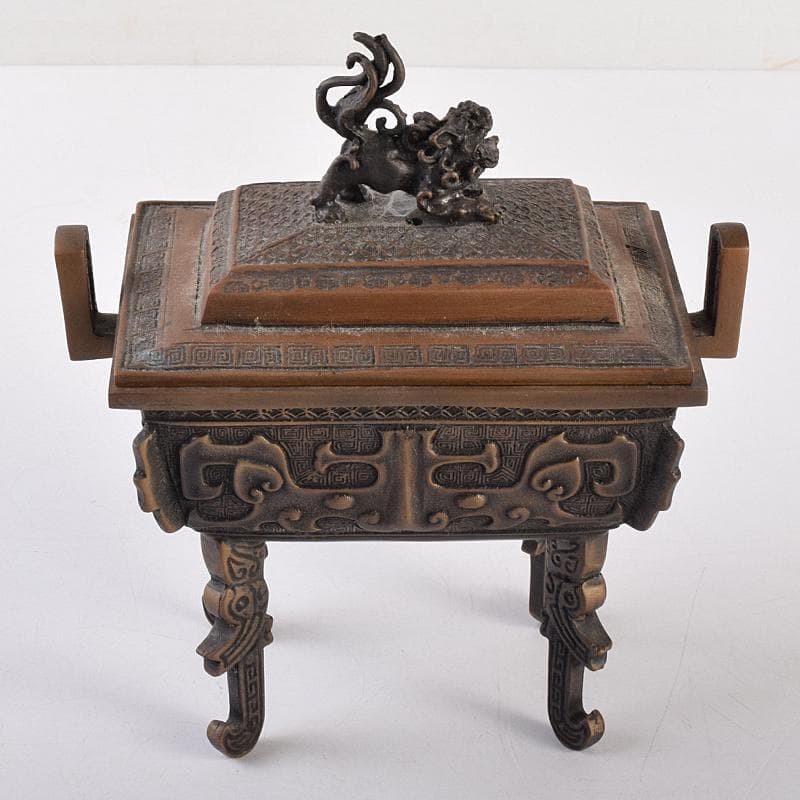 Bronze 6.8 in Incense Burner Shishi Lion Japanese Vintage Censer Decor