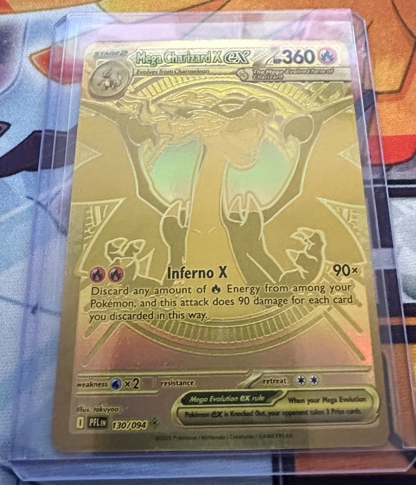 Pokemon Phantasmal Flames Mega Charizard X EX Gold #130/94 NM