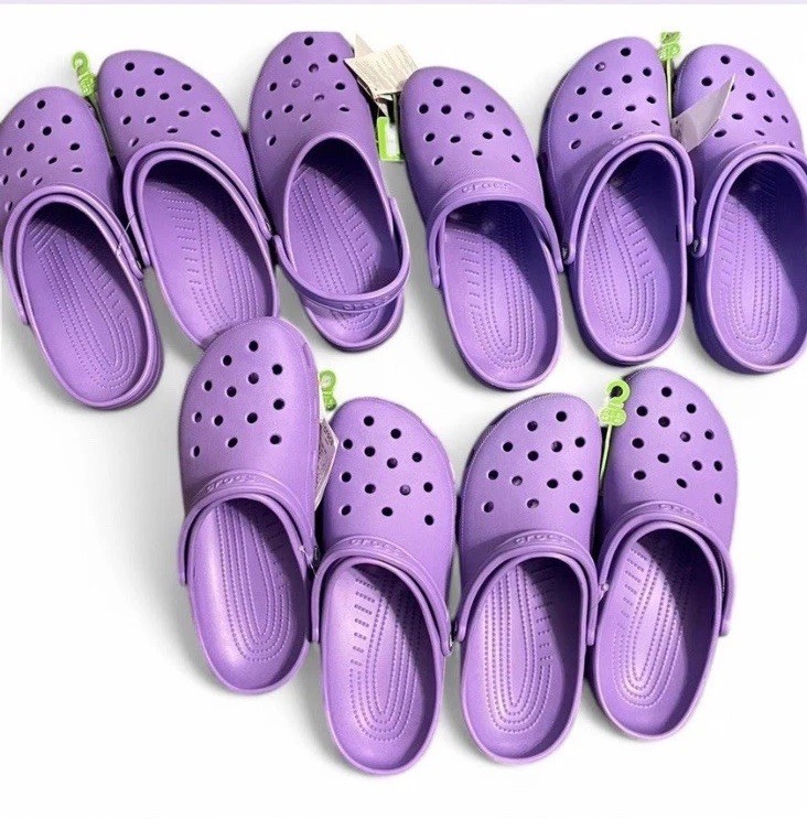 Brand New Never Worn Purple Galaxy Clog Crocs  Men’s Sz 14
