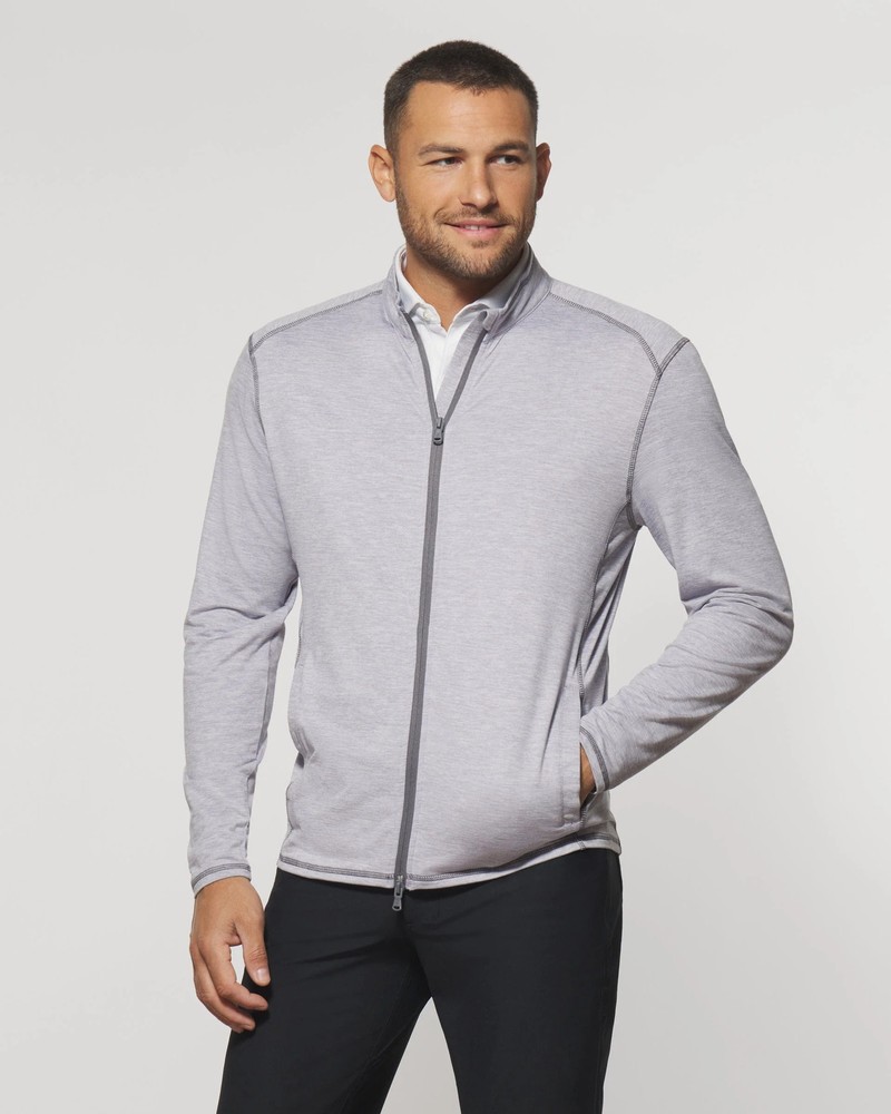 johnnie-O Cade Performance Heathered Knit Jacket Seal Size L