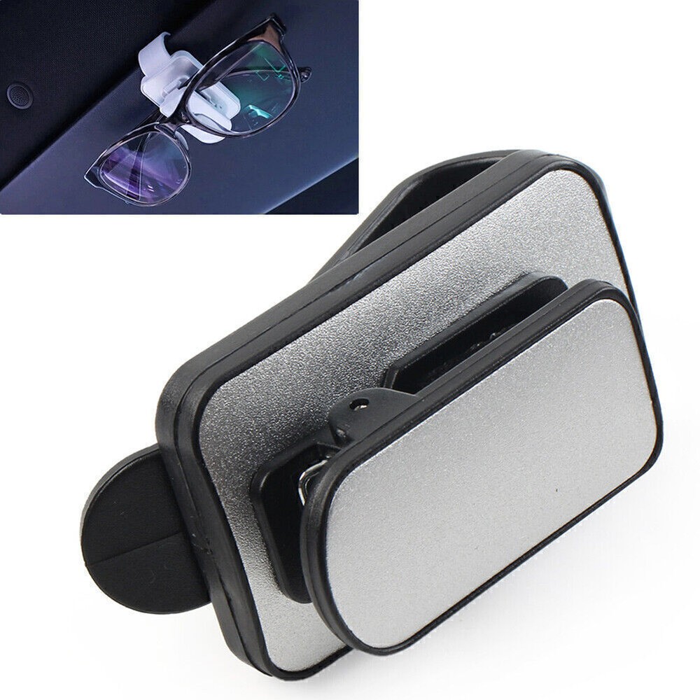 For Reading Glasses Sunglasses Eyeglass Cards Sun Visor Clip Holder Black+Silver