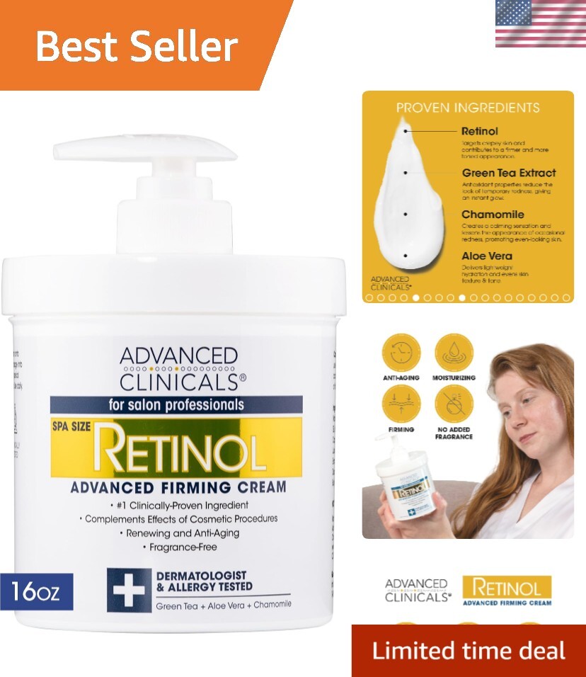 Clinically-Tested Retinol Body & Face Cream for Youthful Hydration - 16 Oz